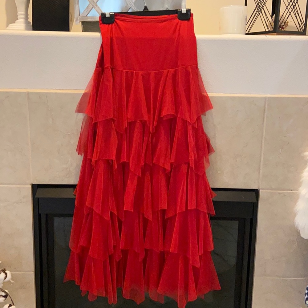 Red Tull skirt
